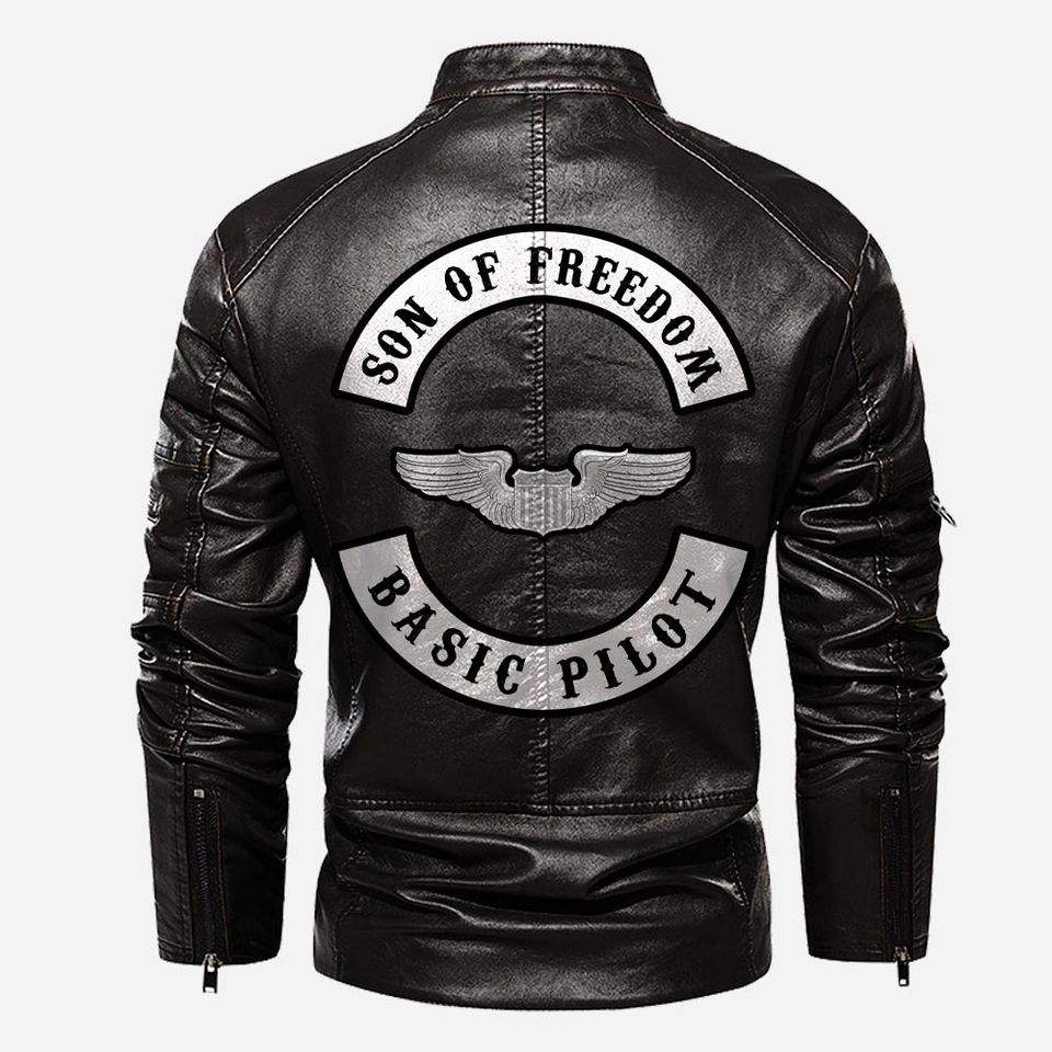 Customized USAF Skill Badges Proudly Served Stand Collar Leather Jackets