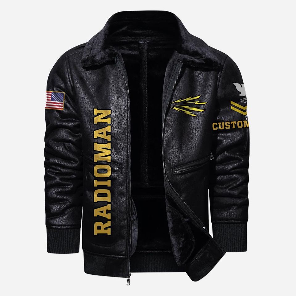 Customized Navy Ratings – Once A Sailor Always A Sailor Fur Lapel Leather Jacket