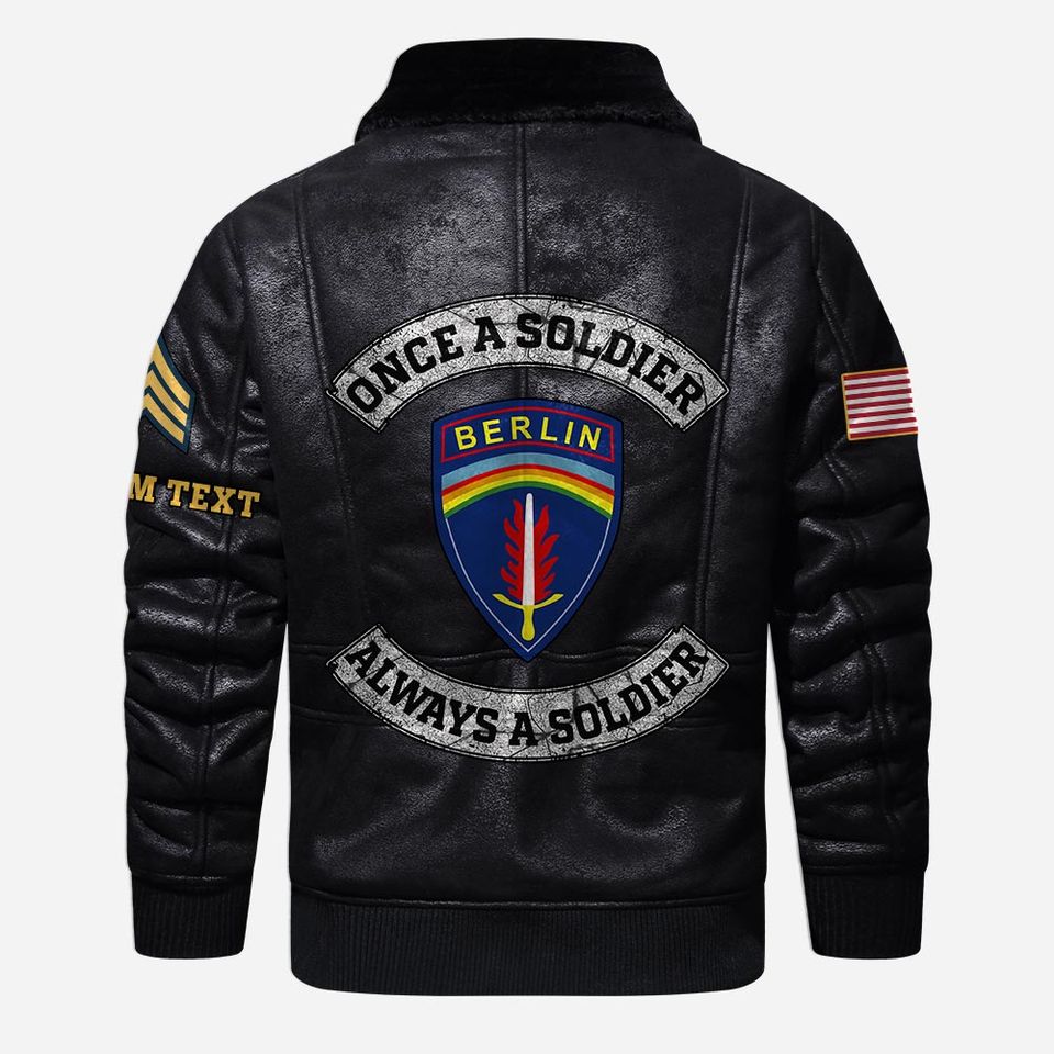 Customized Army Divisions – Once a soldier Always a soldier Fur Leather Jacket