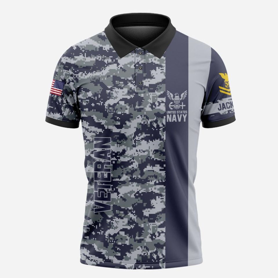 Customized U.S. Veteran Camouflage Polo Shirt