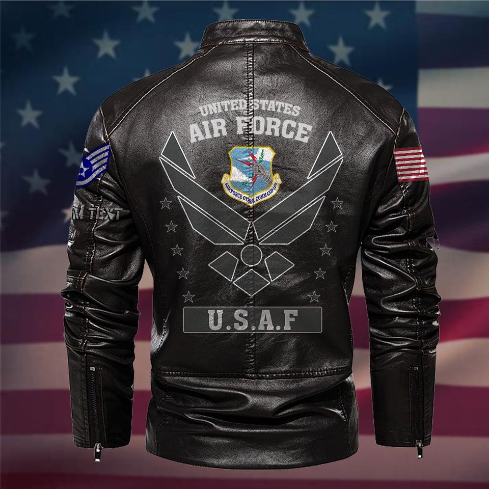 Customized US Air Force Command Stand Collar Leather Jackets