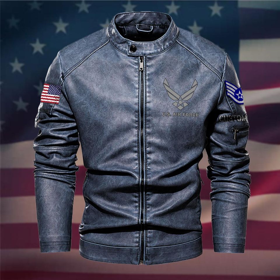 Customized US Air Force Command Stand Collar Leather Jackets