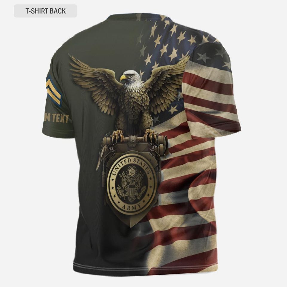 Customized U.S. Veteran Eagle Flag 3D T-Shirt