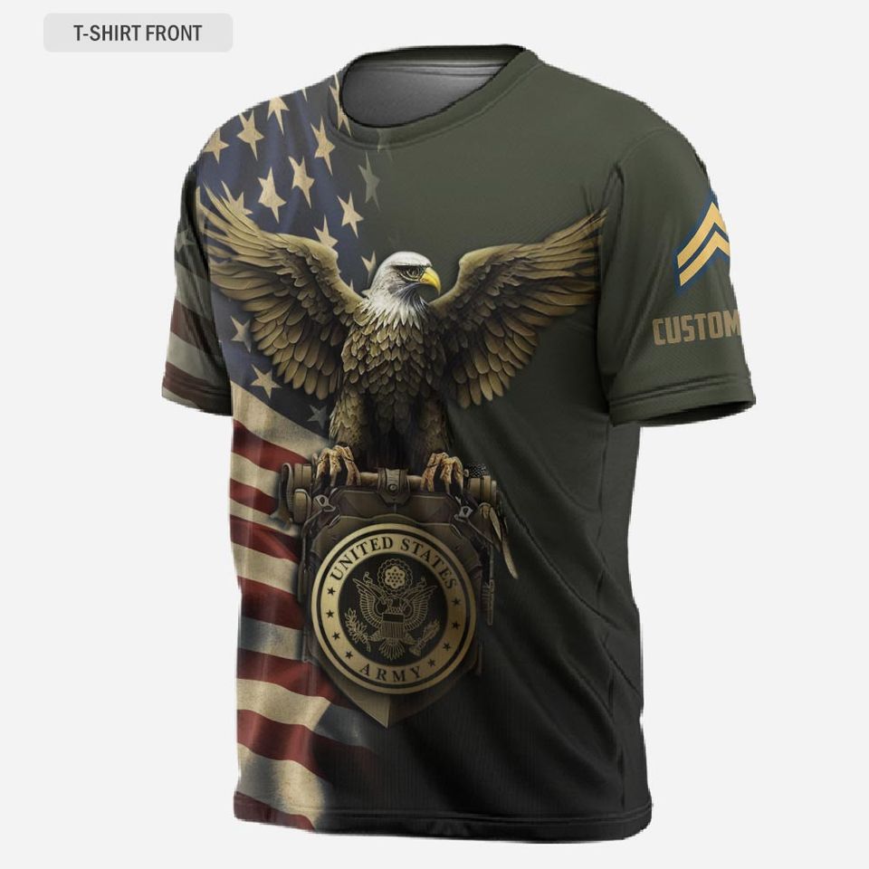 Customized U.S. Veteran Eagle Flag 3D T-Shirt