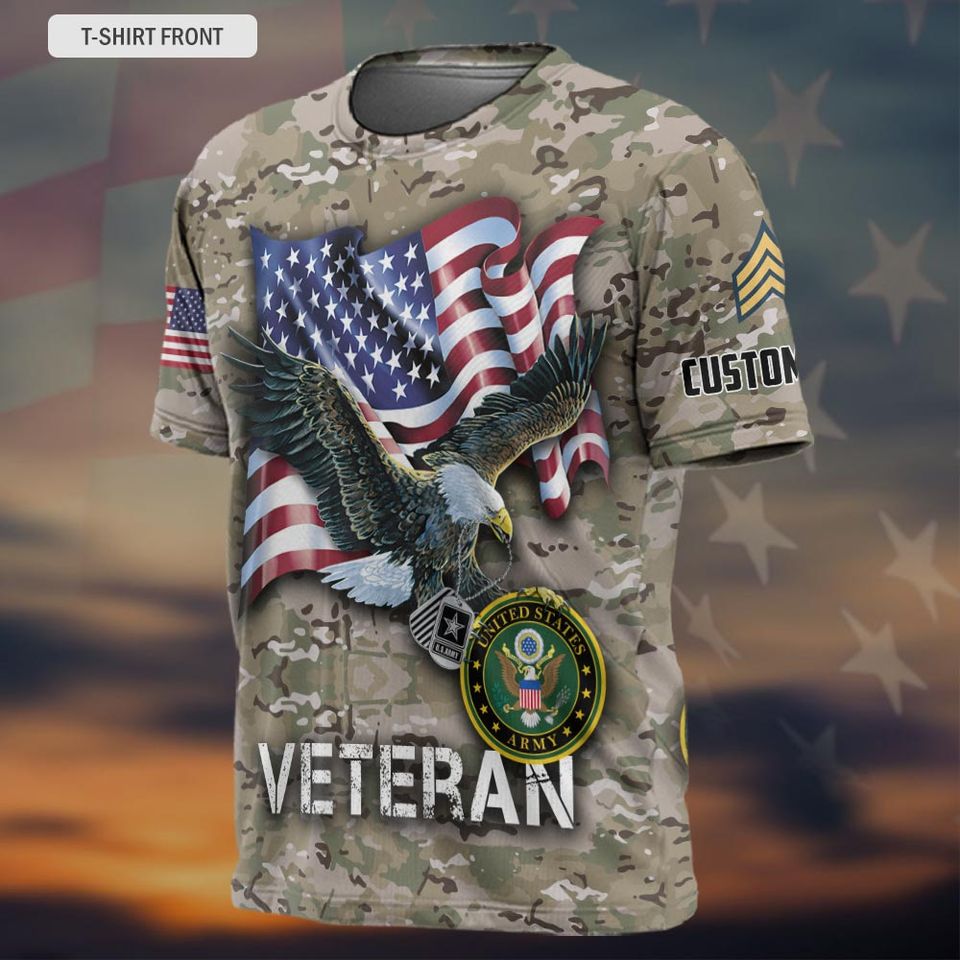 Customized US Veteran Camouflage Pattern 3D Shirts