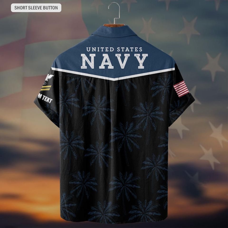 Customized US Navy Ratings Palm Tree Pattern Hawaiian Shirt