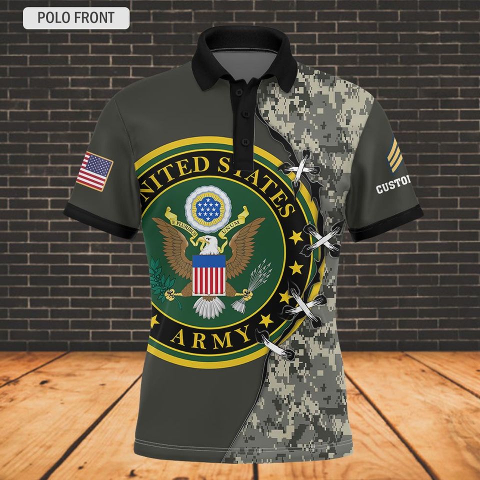 Custom Camouflage 3D Veteran Polo Shirt