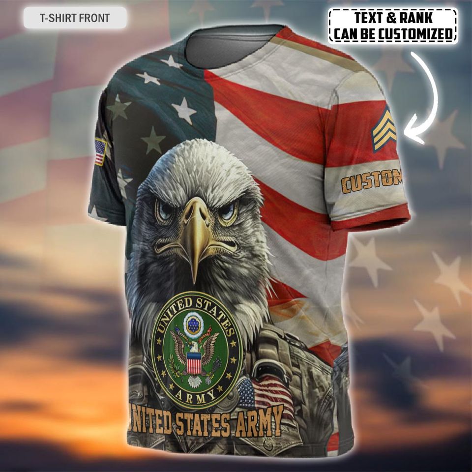 Customized U.S. Veteran Eagle Soldier 3D T-Shirt