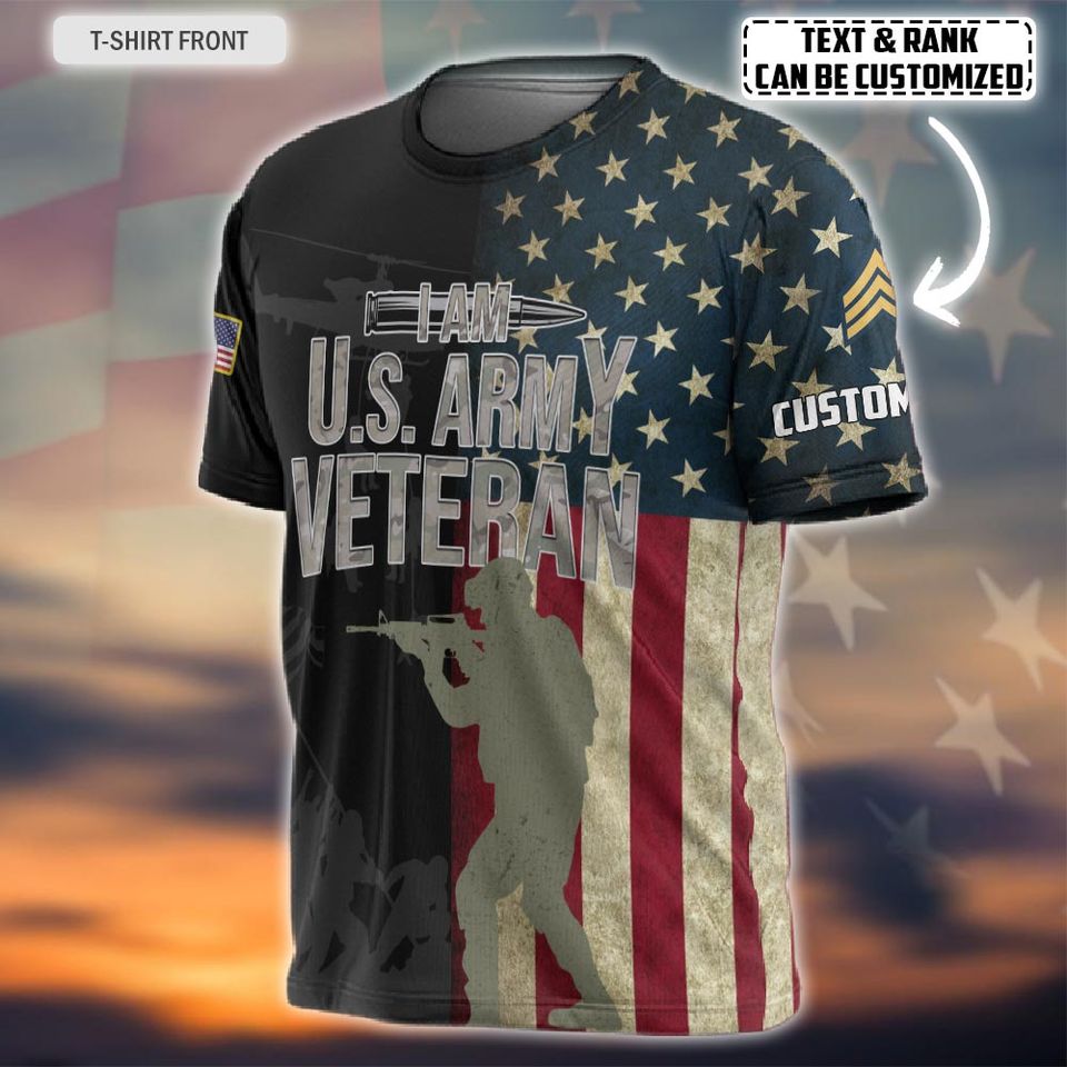 Customized U.S. Army Veteran 3D T-Shirt