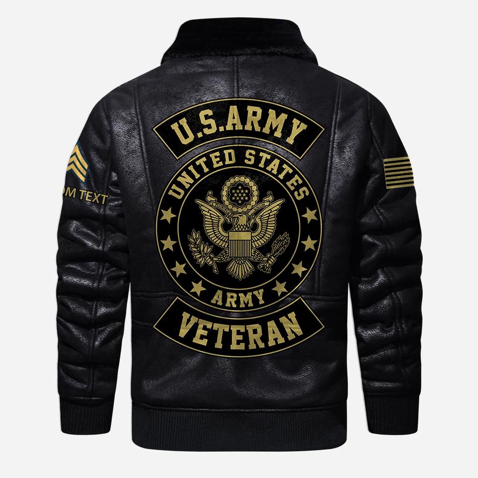 Customized U.S. Military Veteran Fur Lapel Leather Jacket