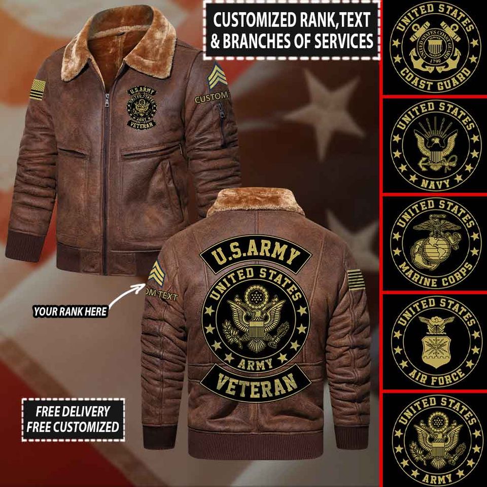 Customized U.S. Military Veteran Fur Lapel Leather Jacket