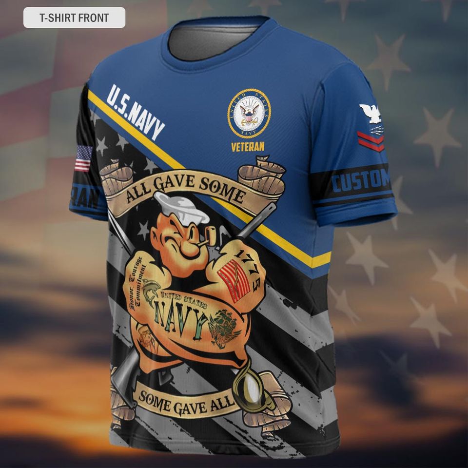Customized US Military Proudly Served 3D T-Shirt