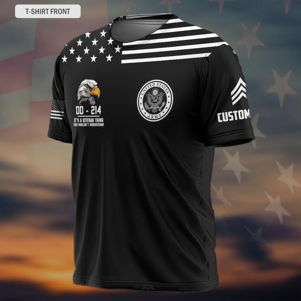 Customized 3D T-Shirt - DD-214 Veteran Design