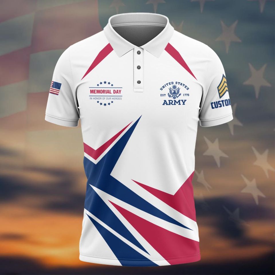 Customized Memorial Day In Honor Of Our Heroes Polo Shirt Patriotic Military Gift