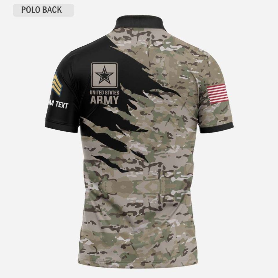 Customized Camouflage U.S. Veteran Polo Shirt Patriotic Veteran Gift