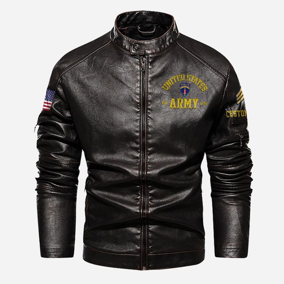 Customized Army Divisions Stand Collar Leather Jackets
