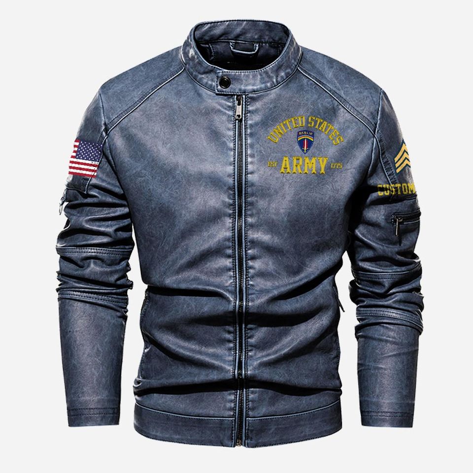 Customized Army Divisions Stand Collar Leather Jackets