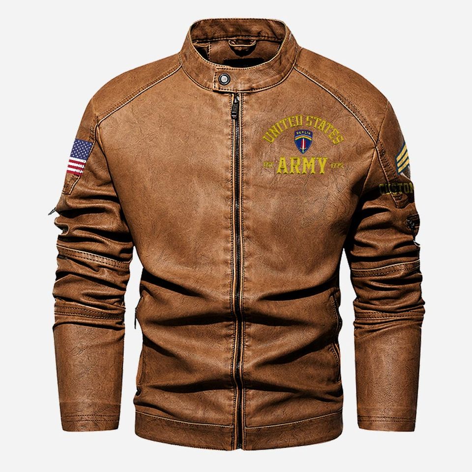 Customized Army Divisions Stand Collar Leather Jackets