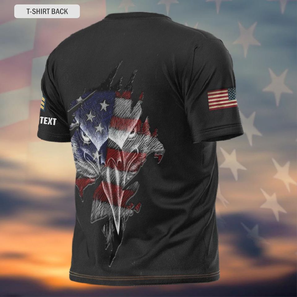 Customized US Flag Eagle Veteran 3D T-Shirt