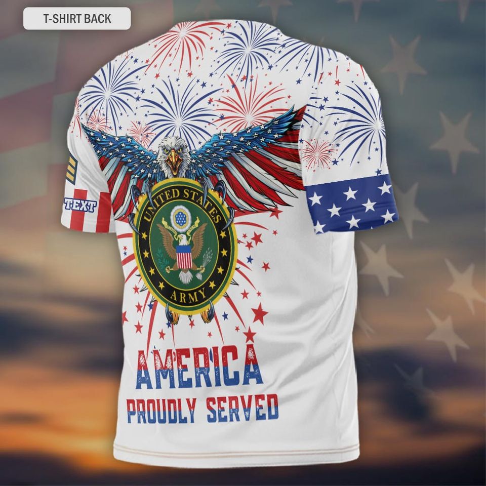 Customized US Military Proudly Served 3D T-Shirt