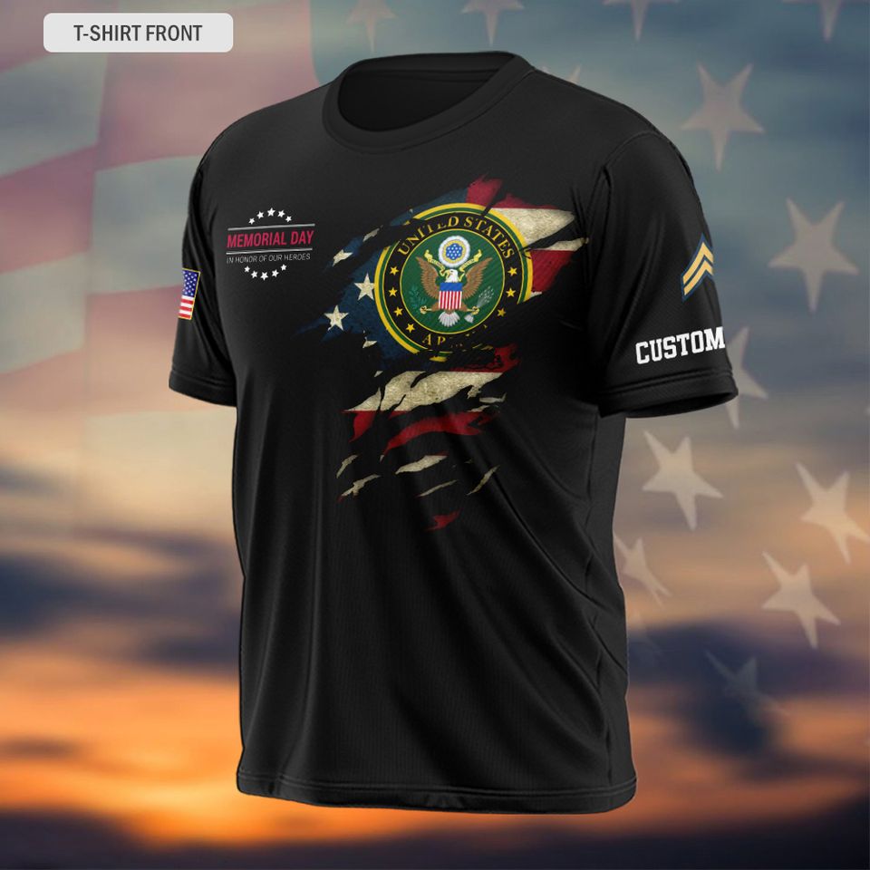 Personalized Memorial Day 3D T-Shirt Honoring Our Heroes