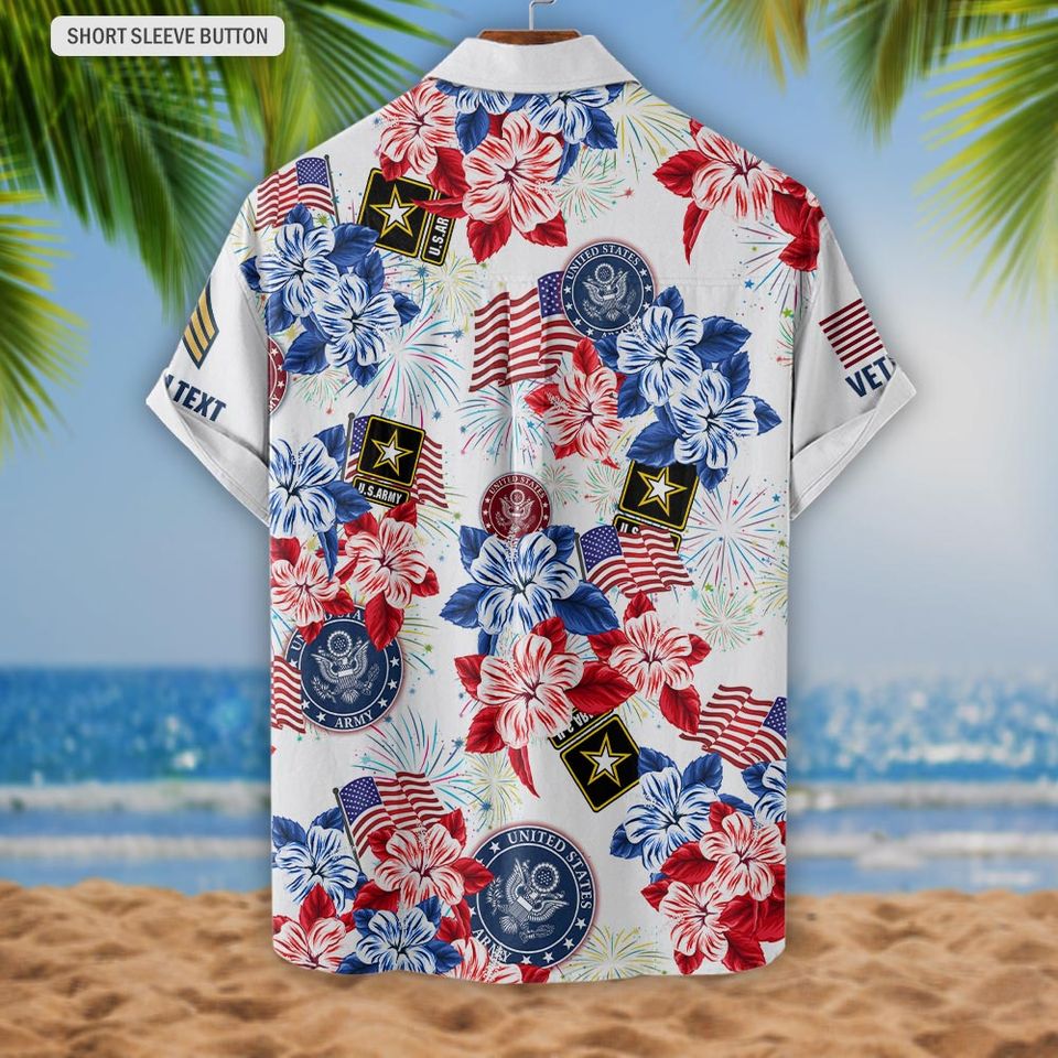 Customized US Veteran For Independence Day Hawaiian Shirt
