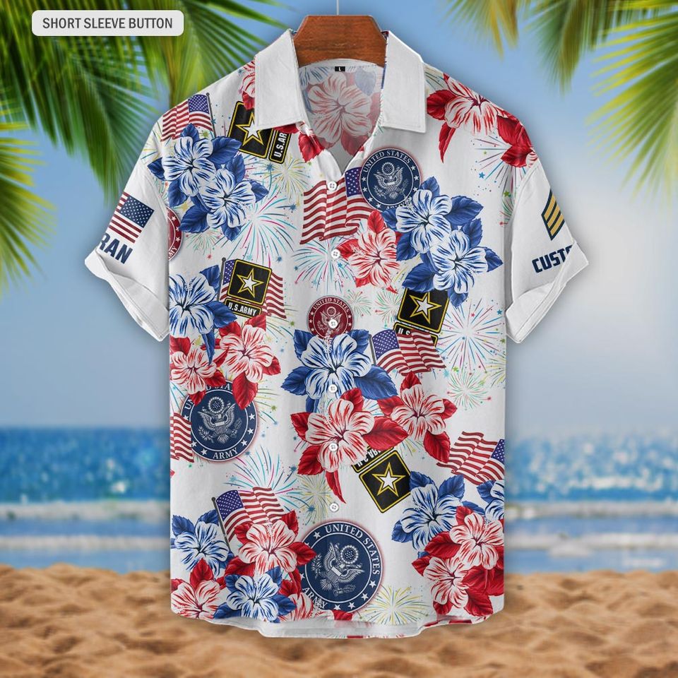 Customized US Veteran For Independence Day Hawaiian Shirt