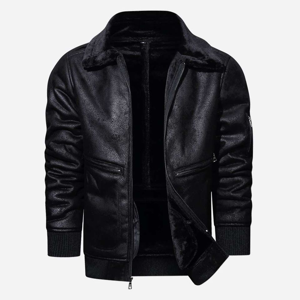 No custom Vest Fur Lapel Leather Jacket