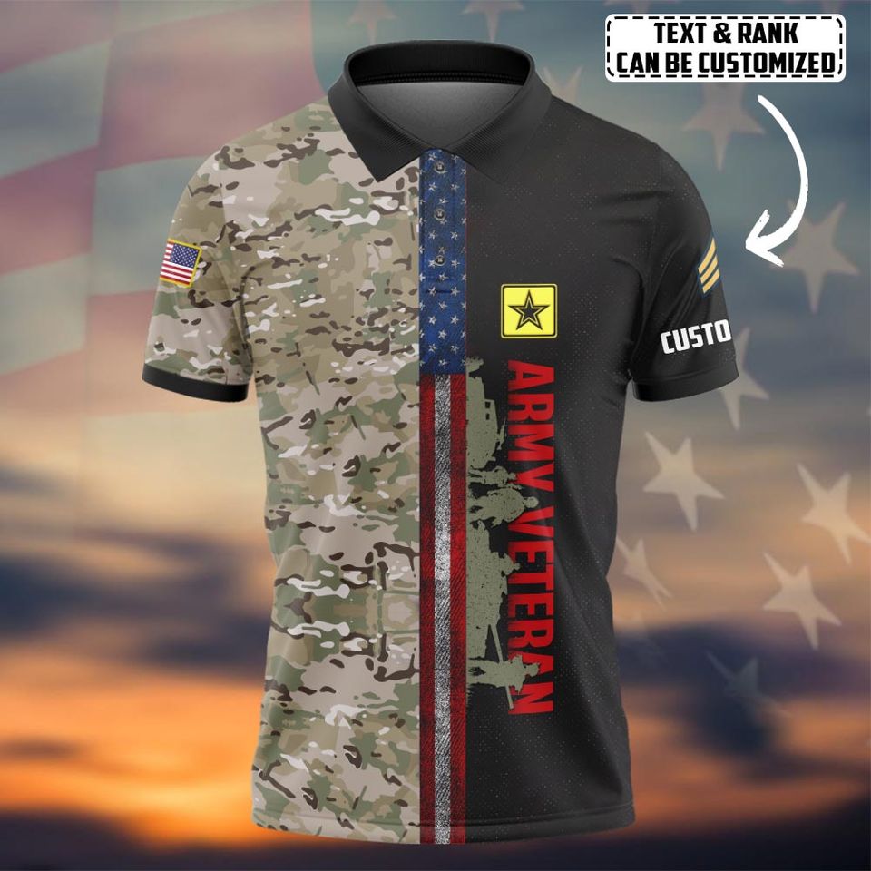 Customized U.S Veteran Camouflage Polo Shirt – Gift for Veterans