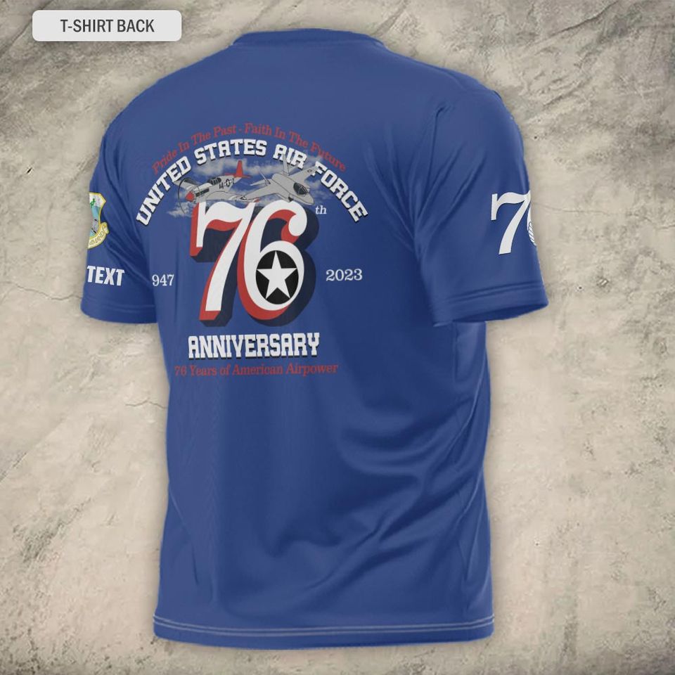Customized US AirForce 76th Anniversary 2023 3D Tshirt