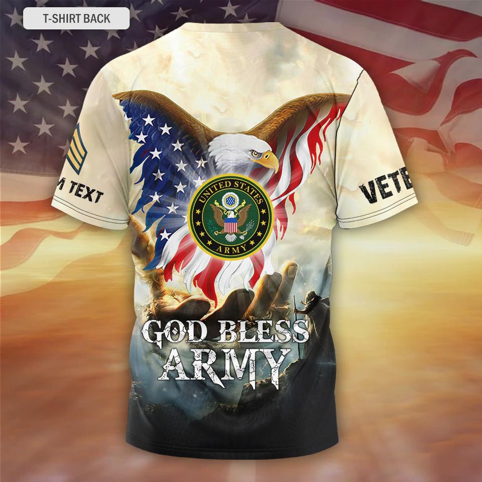 Customized US Veteran 3D T-Shirt with US Eagle Design