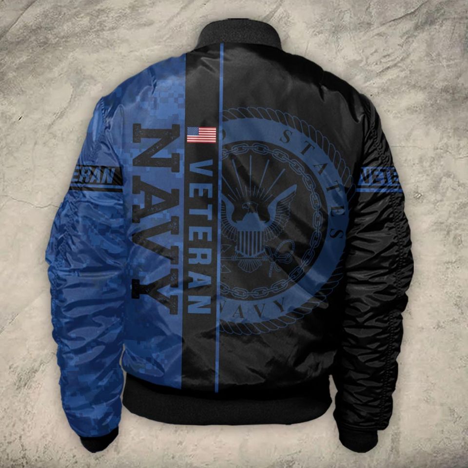 Customized US Navy Ratings Veteran Proudly Served - Bomber Jacket