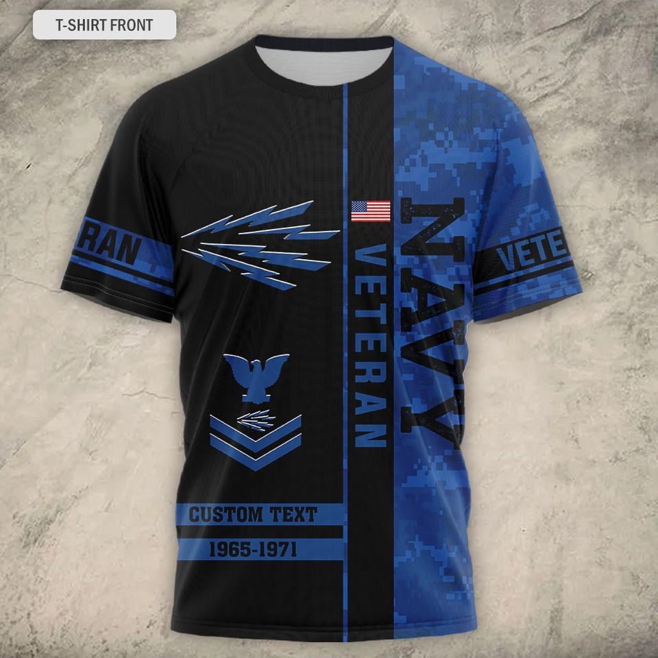 Customized US Navy Ratings Veteran Proudly Served 3D Tshirt