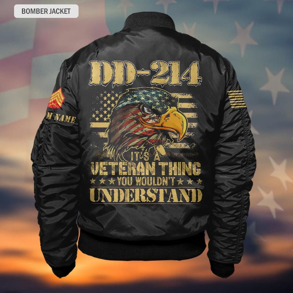 Customized DD-214 Veteran Shirts Bomber Jacket