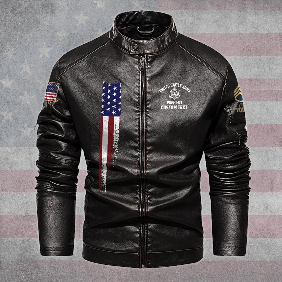 Customized U.S Veteran Ealge Stand Collar Leather Jackets