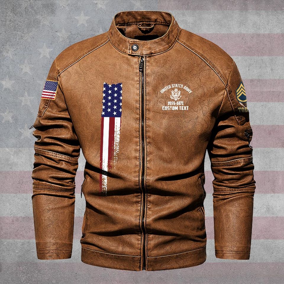 Customized U.S Veteran Ealge Stand Collar Leather Jackets