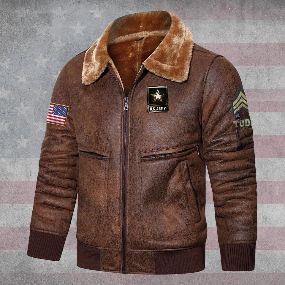 US Veteran Fur Lapel Leather Jacket