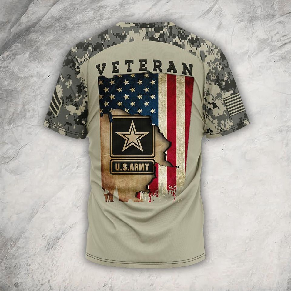 Custom US Veteran Camouflage 3D T-Shirt