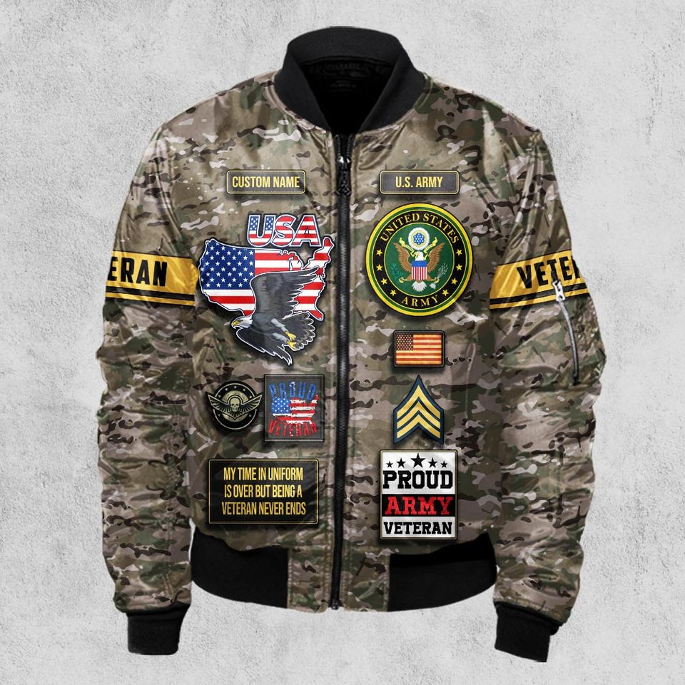 Customized U.S Veteran Camouflage Bomber Jacket