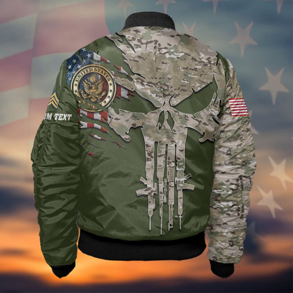 Customized US Military Camouflage Skull Bomber Jacket