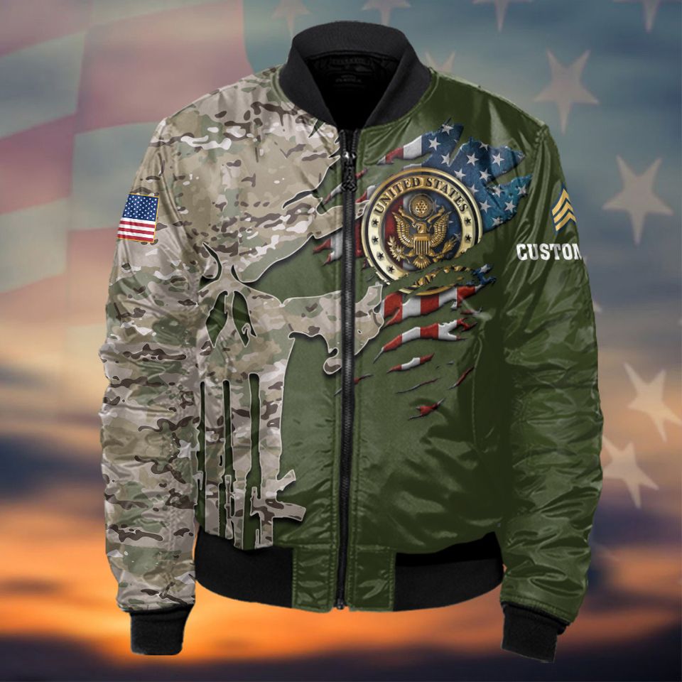 Customized US Military Camouflage Skull Bomber Jacket