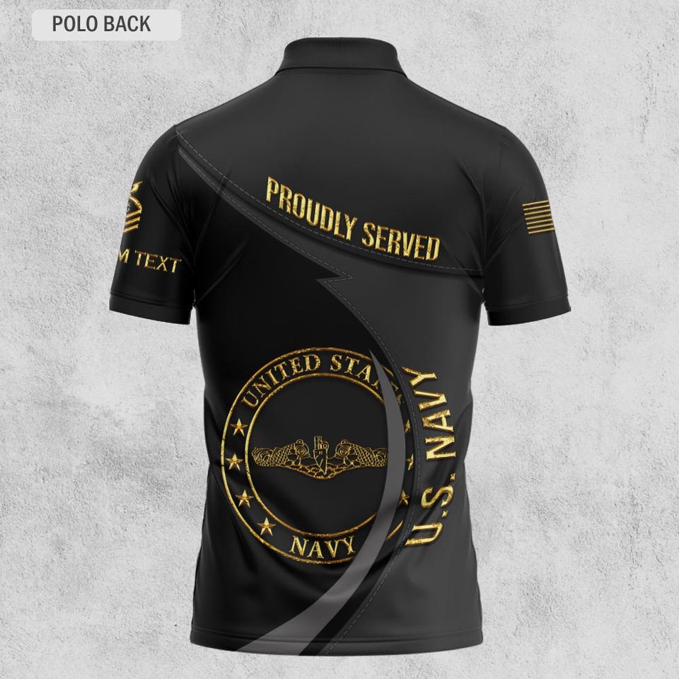 Customized U.S Veteran Navy Badges Prouldy Served Polo Shirts