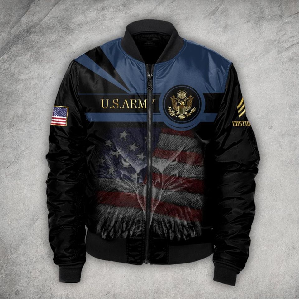 Customized US Military With US Flag Eagle Bomber Jacket