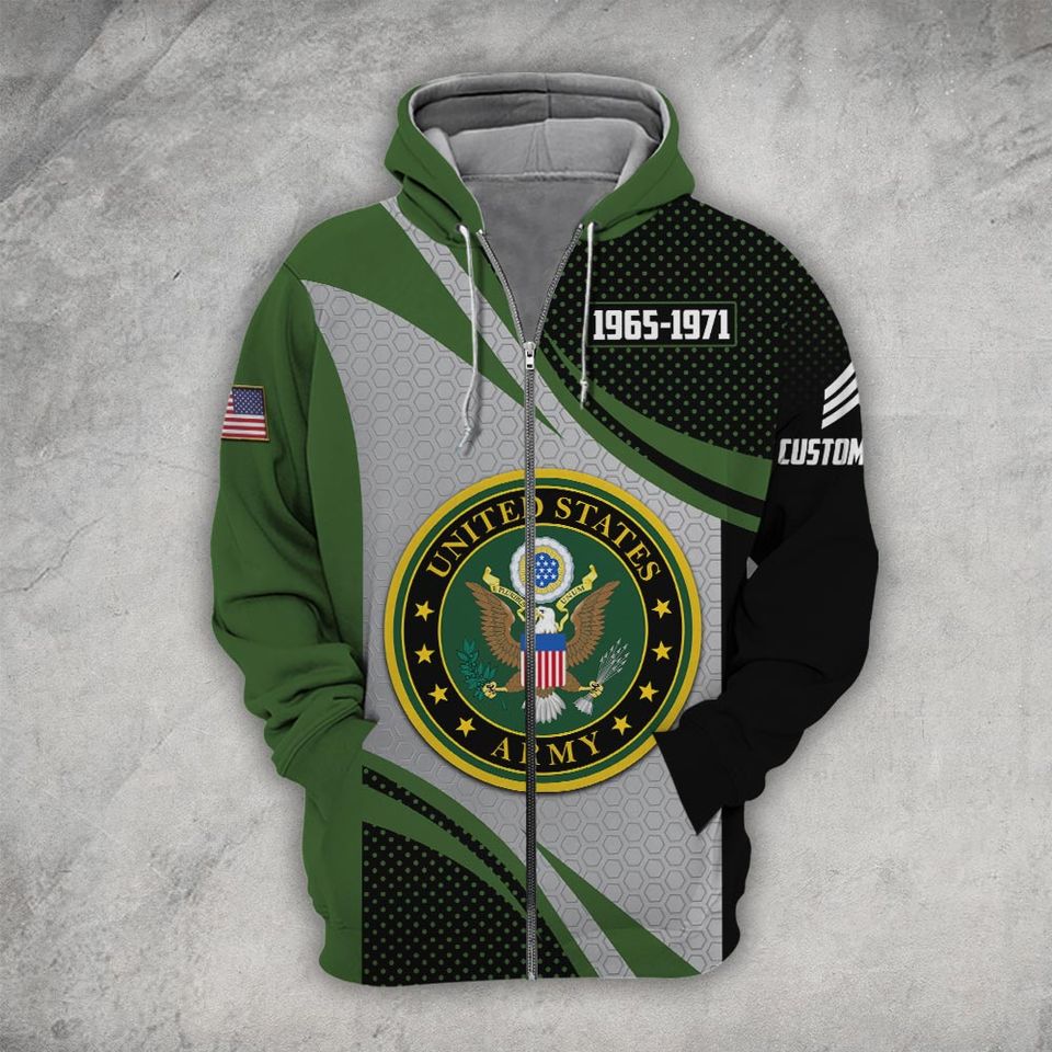 Customized US Military Proudly Served 3D Zip Hoodie