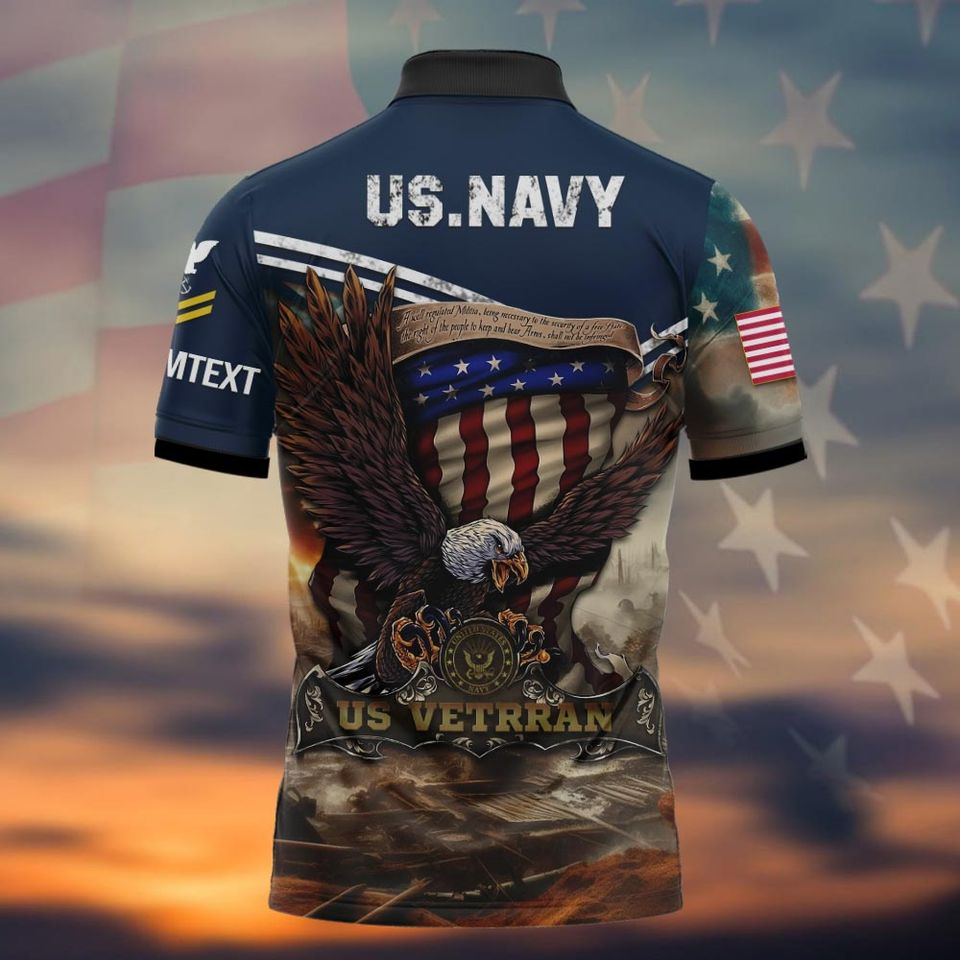 Customized US Navy Veteran Polo Shirt