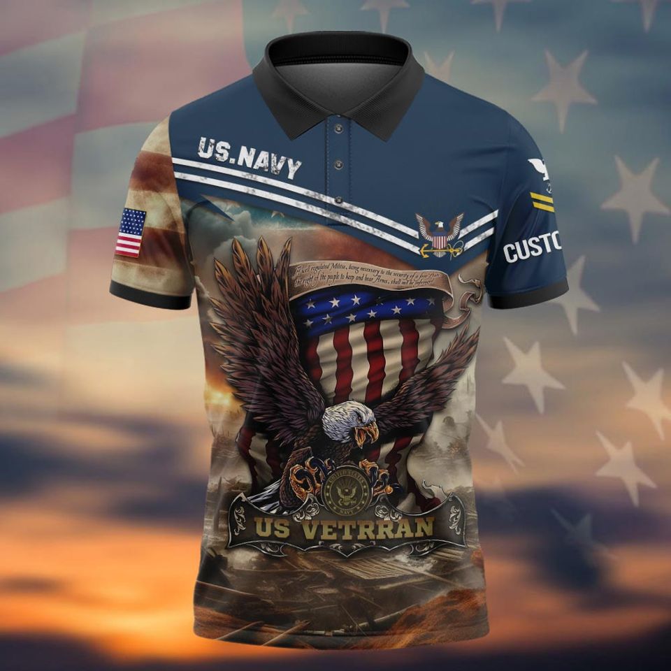 Customized US Navy Veteran Polo Shirt
