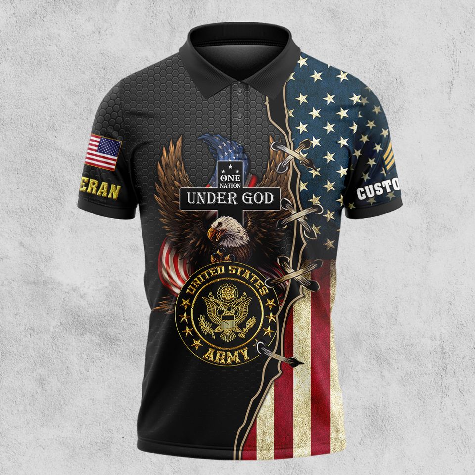 One Nation Under God Customized U.S Veteran Polo Shirts