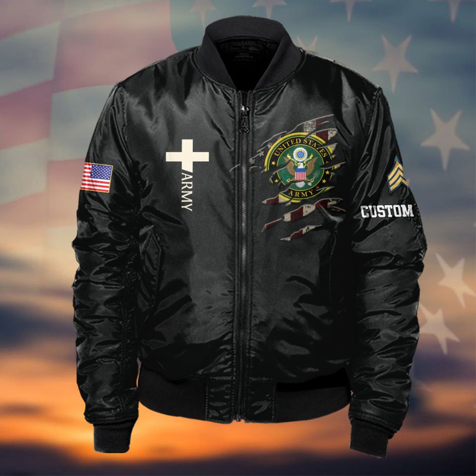 Customized One Nation Under God U.S VeteranBomber Jacket