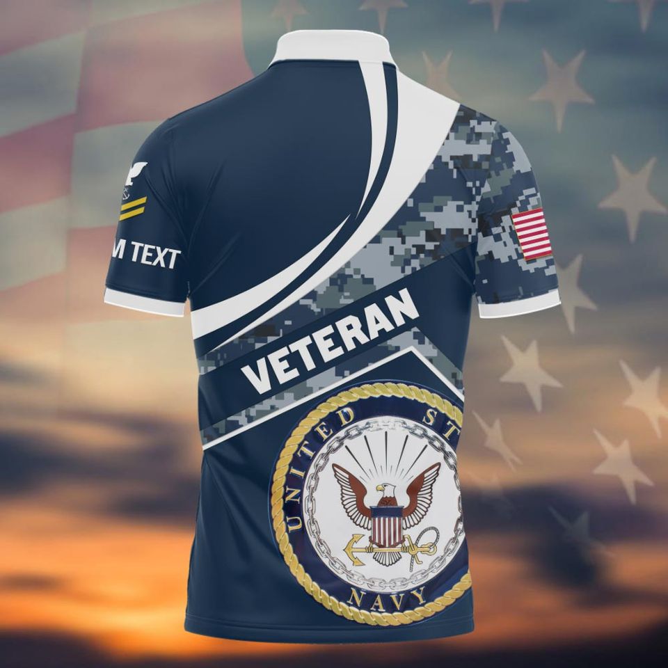 Customized US Navy Veteran Polo Shirt
