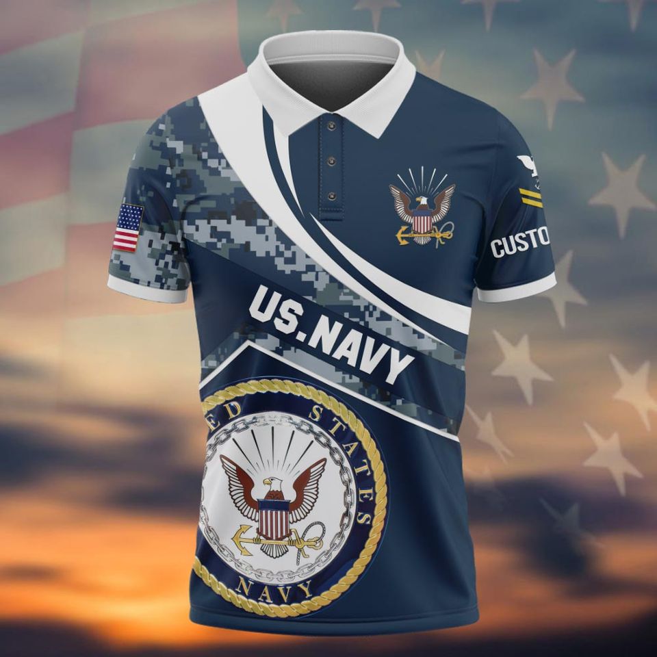 Customized US Navy Veteran Polo Shirt